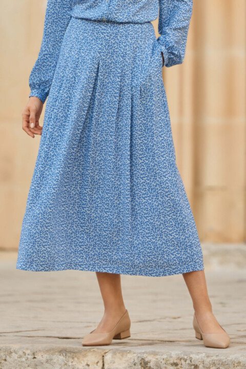 Printed soft pleat skirt
