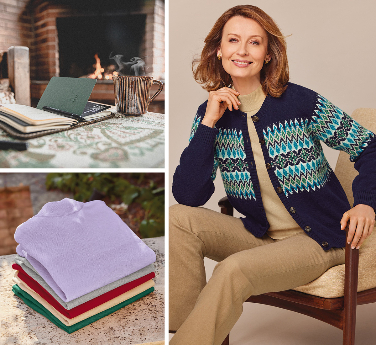  a classic knitted cardigan with a striking fairisle pattern